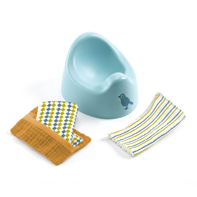 Puppen Töpfchen mit Tasche und weichen Doppelgaze-Tüchern für 30-36 cm Puppen