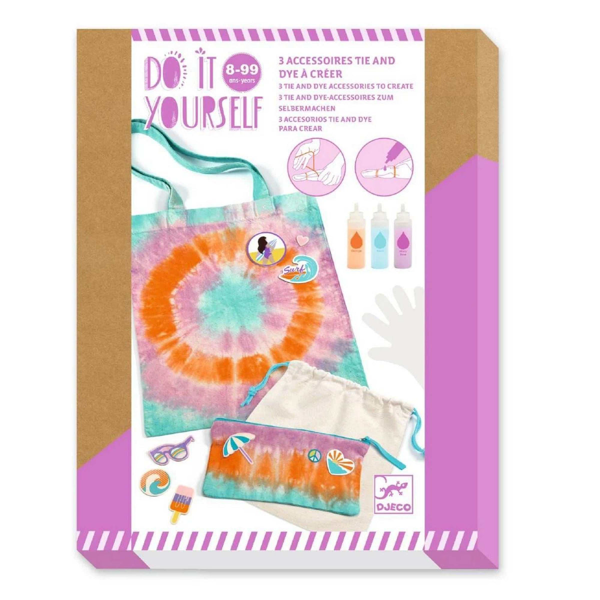 Batik-Set Taschen mit Baumwollaccessoires und ungiftigen Farben zum kreativen Färben und Gestalten