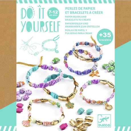 Papierperlen DIY Kreativset mit bunten und goldenen Perlen, Charms und Schritt-für-Schritt-Anleitung für Kinder