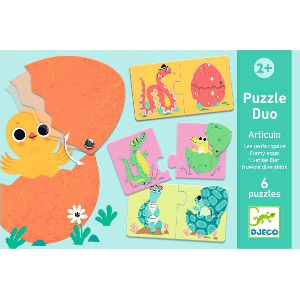 Lernspiele Puzzle Duo mit bunt gestalteten Eiern und versteckten Baby-Tieren für Kinder ab 2 Jahren