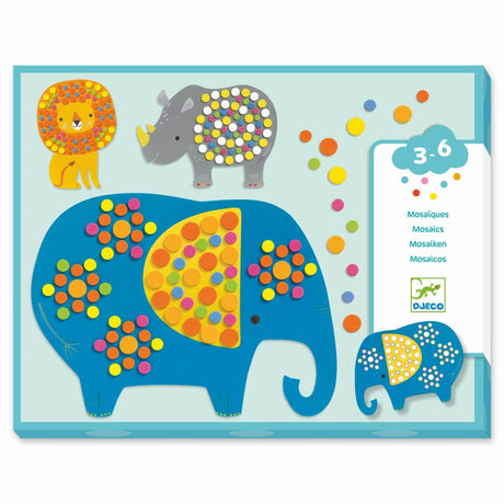 Mosaiken für Kleine Dschungeltiere Kinder Bastelset von Djeco mit Leopard Frosch Schlange Vogel