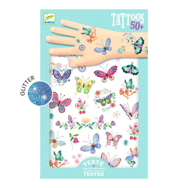 Temporären Tattoos Schmetterlinge mit Glitzereffekt für Kinder ab 3 Jahren