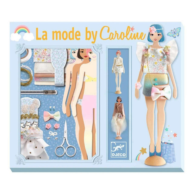 Workshop Fashion Kreativ-Kit für Kinder mit Stoffpuppen, Holzsockeln und Accessoires von Djeco