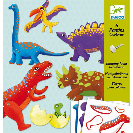 Hampelmann Dinos Bastelset mit ausmalbaren Dinosauriern für Kinder von Djeco