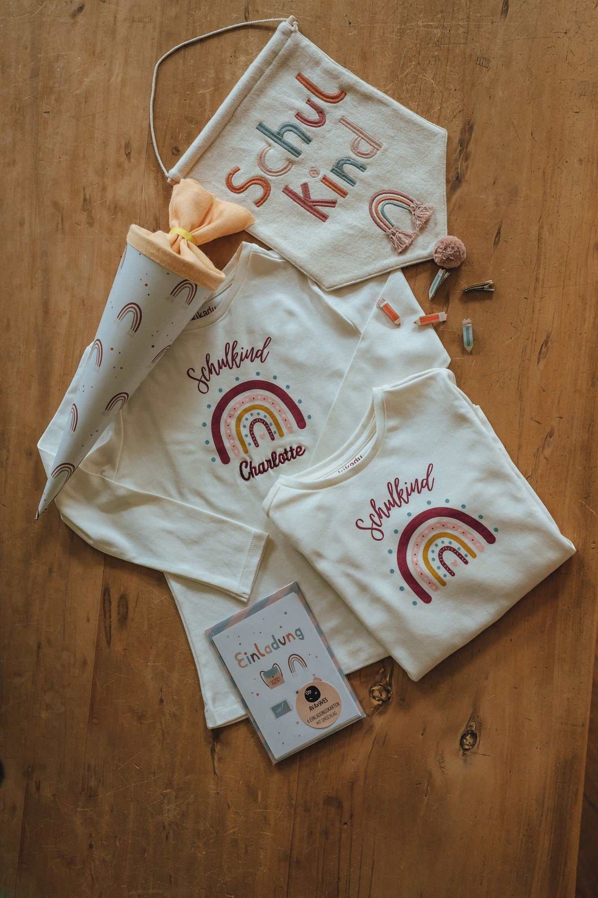 Schulkindshirt Regenbogen
