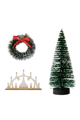 Wichtel Weihnachtsset mit Tanne, Kranz und Schwibbogen für skandinavische Weihnachtsdekoration