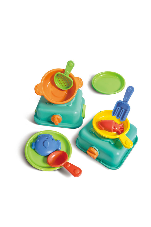 Sandküche - Spielset mit Kochutensilien und Förmchen für kreatives Sandspielen am Strand