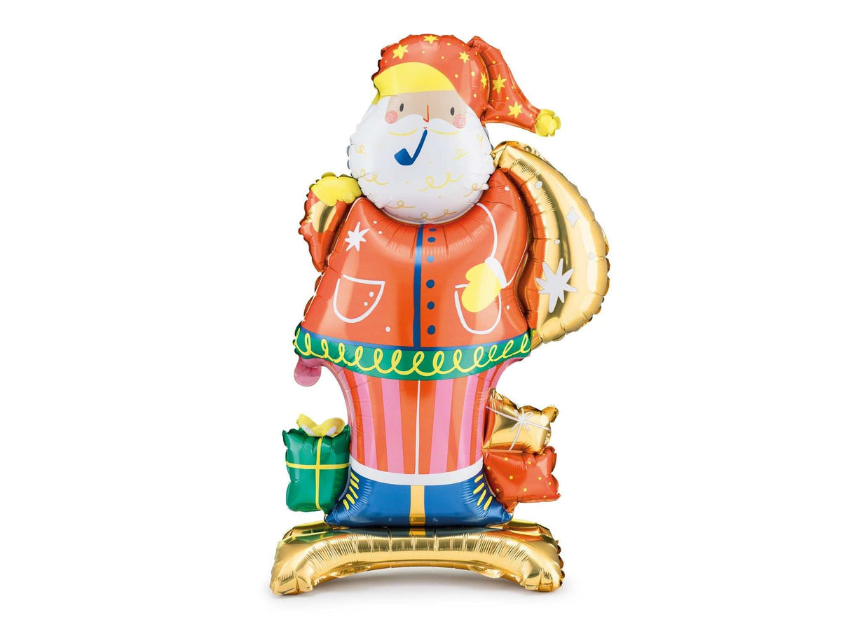 Stehender Folienballon Weihnachtsmann 50x85 cm mit Strohhalm Partydeco Weihnachtsdeko