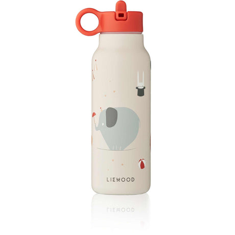 Falk Trinkflasche 350 ml auslaufsicher Edelstahl mit süßem Print und klappbarem Strohhalm