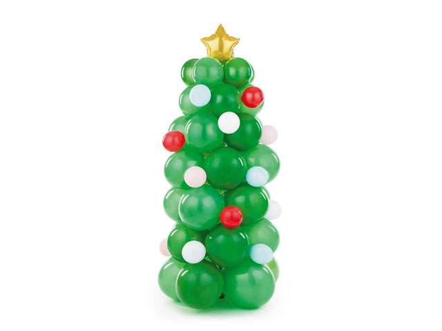 Weihnachtsbaum-Strauß aus Ballons und Schaumstoffbändern von Partydeco für Weihnachtsstimmung