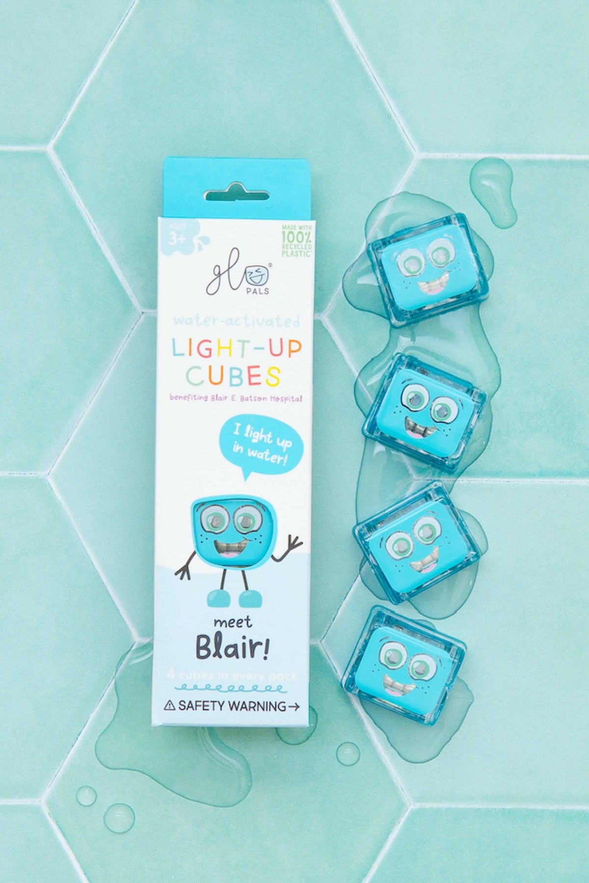 Leuchtende Badewürfel 4 Stück/ blau