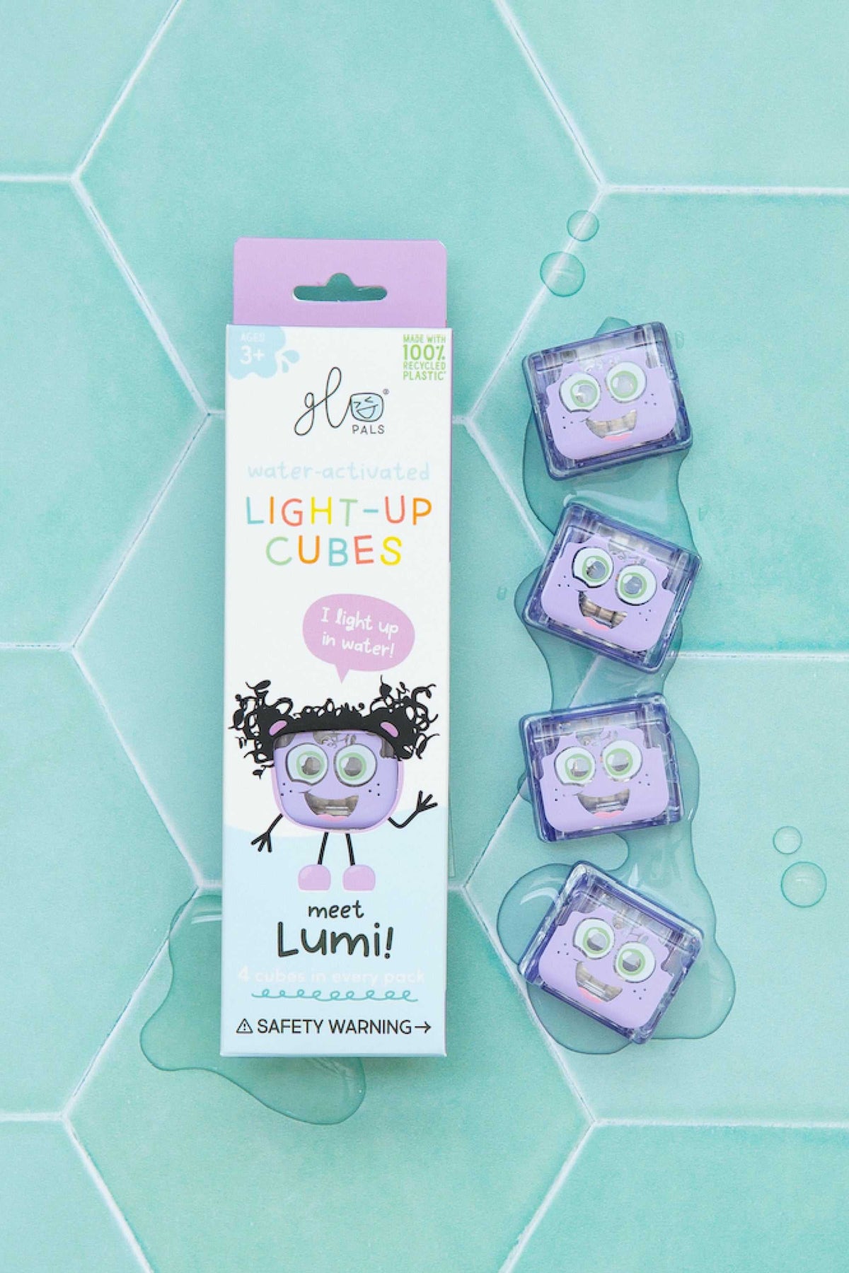 Leuchtende Badewürfel 4 Stück/ lila