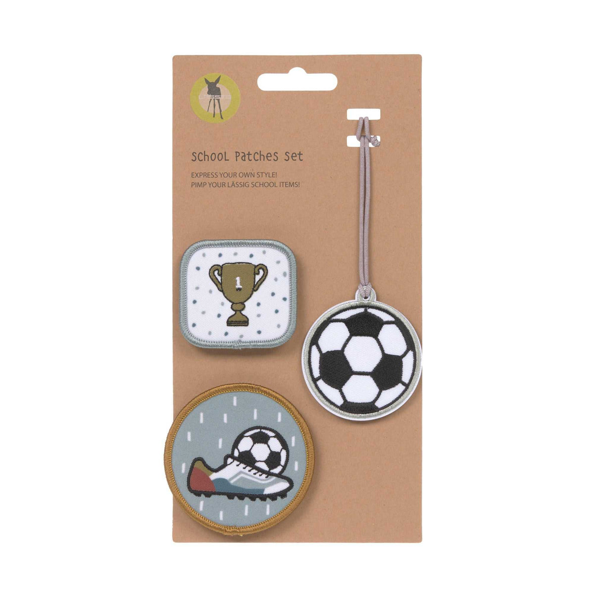 School patches set football with one pendant and two detachable patches for backpacks and pencil cases