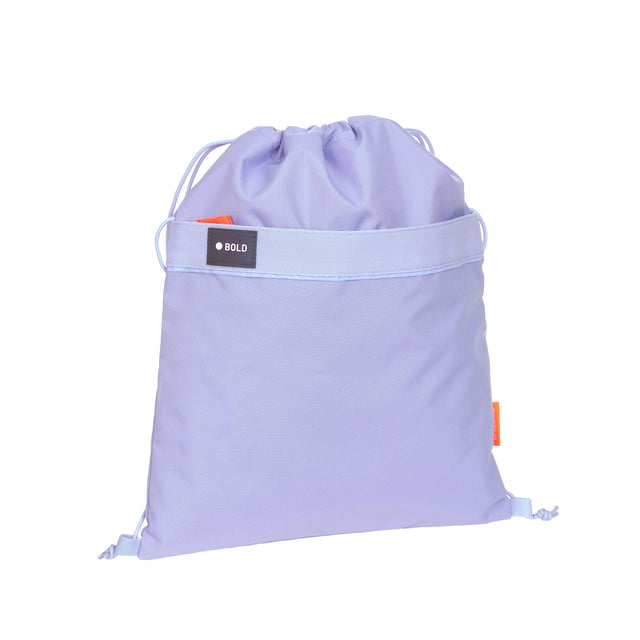 Turnbeutel Bold Lavendel lila Sportbeutel mit Zugband und Reflektorfronttasche