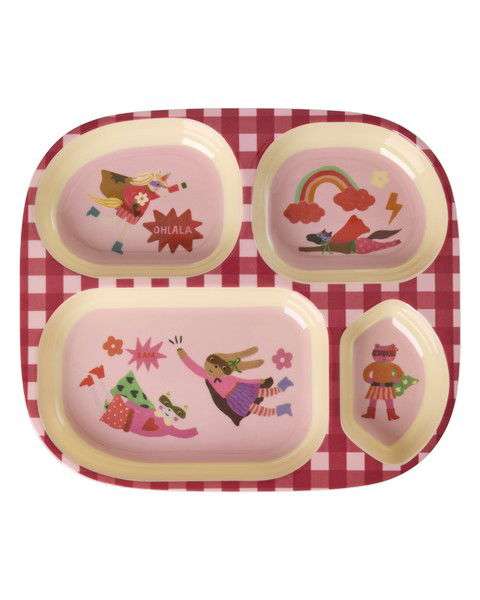 Unterteilter Kinderteller/  Hero Pink