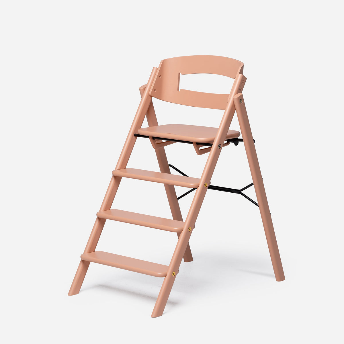 Klapp Hochstuhl aus Buchenholz in Pale Coral, faltbarer Kinderhochstuhl mit ergonomischem Design