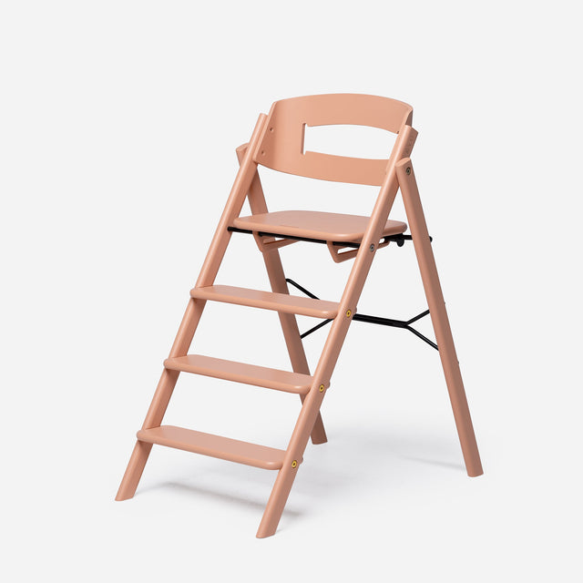 Klapp Hochstuhl aus Buchenholz in Pale Coral, faltbarer Kinderhochstuhl mit ergonomischem Design