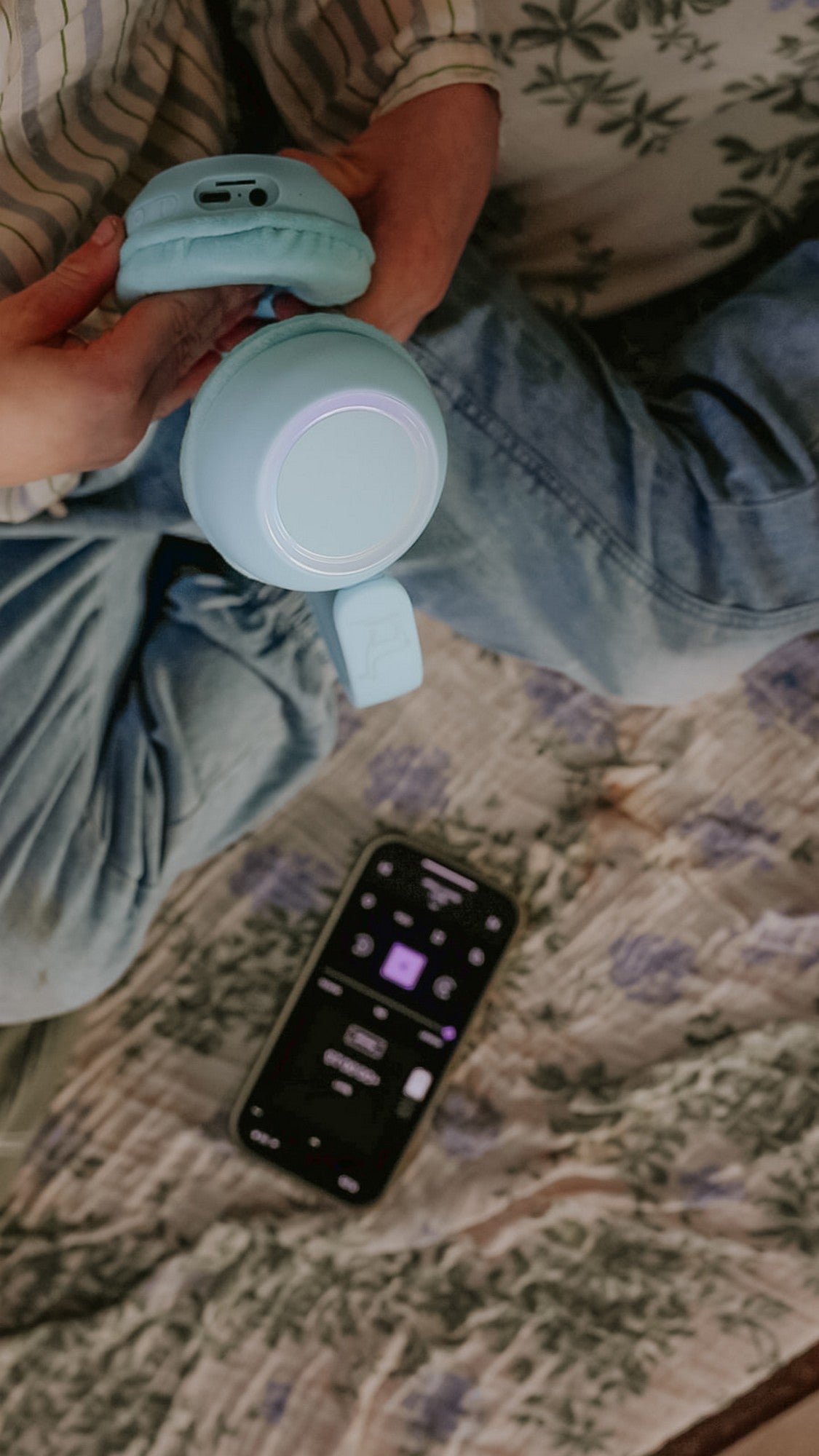 Bluetooth Kopfhörer mit Licht - Blau