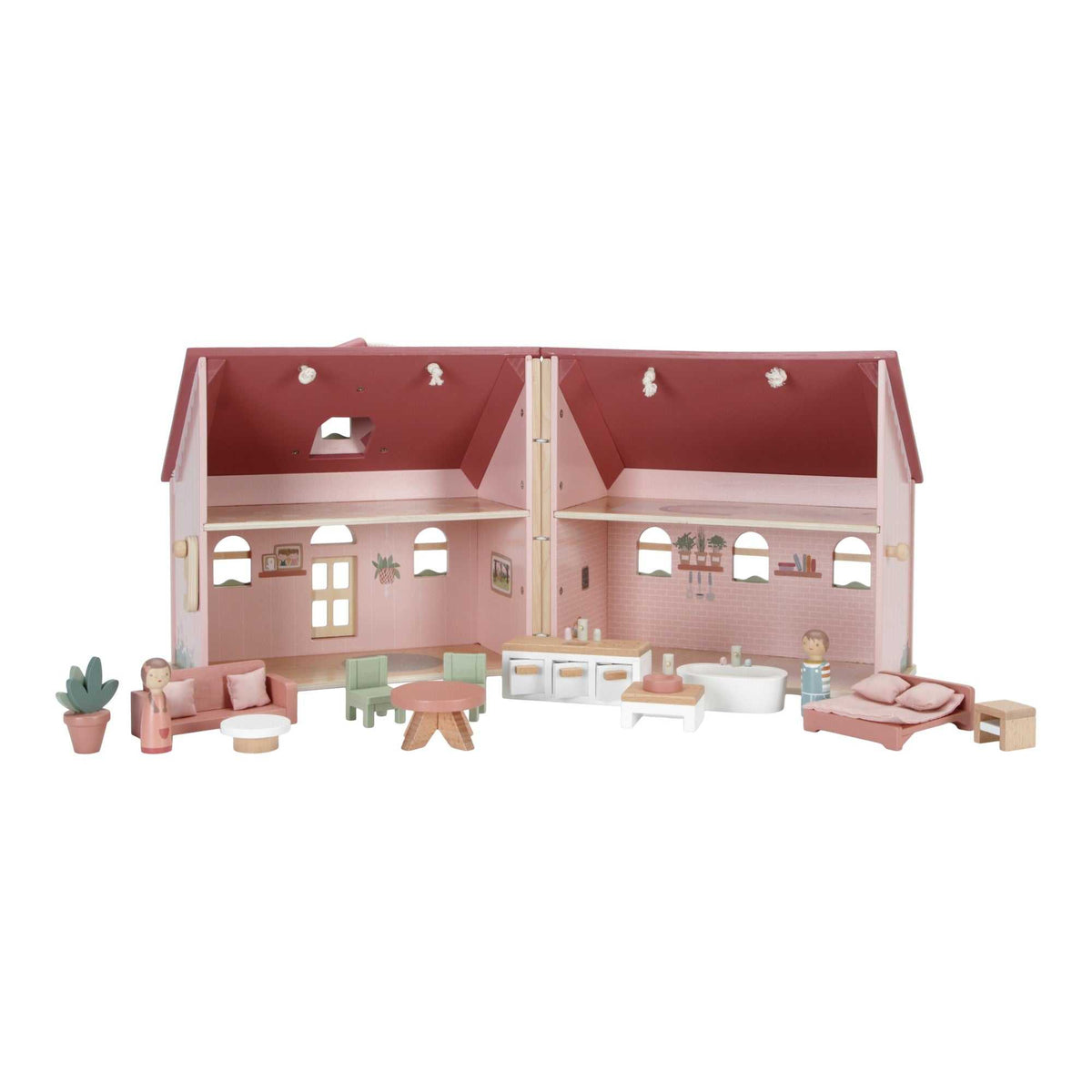 Tragbares Holzpuppenhaus