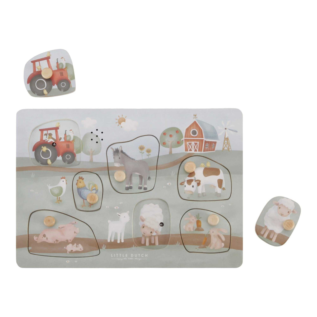 Sound Greif Puzzle Little Farm mit 7 Bauernhoftieren und Traktor, lernendes Klangspiel für Kleinkinder ab 12 Monaten