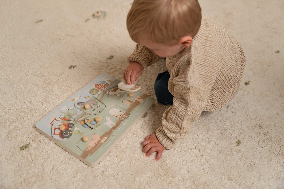 Sound Greif Puzzle Little Farm mit Bauernhoftieren und Geräuschen zur Förderung der Hand-Augen-Koordination