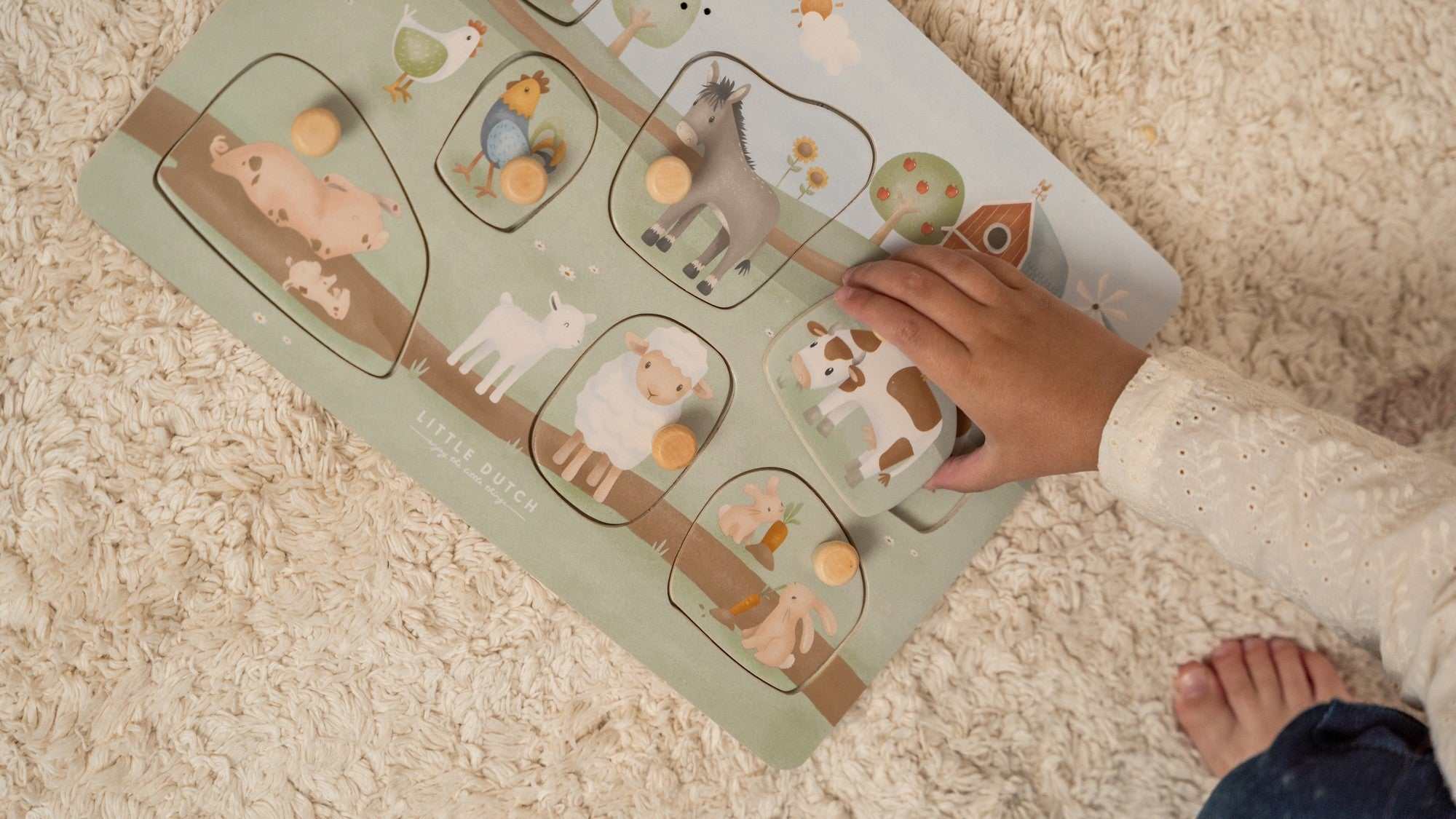 Sound Greif Puzzle Little Farm mit Bauernhoftieren und Geräuschen zur Förderung der Hand-Augen-Koordination ab 12 Monaten