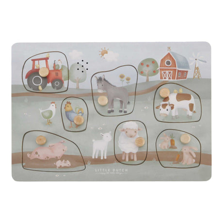 Sound Greif Puzzle Little Farm mit 7 Bauernhoftieren und Traktor, lernförderndes Spielzeug für Kinder ab 12 Monaten