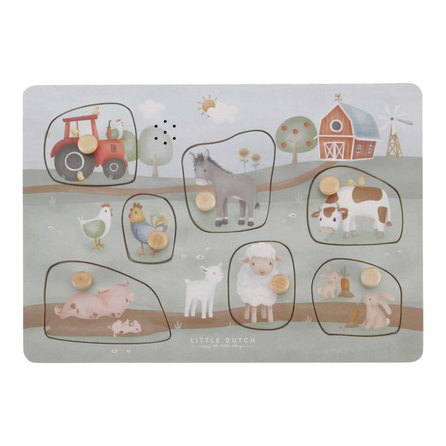 Sound Greif Puzzle Little Farm mit 7 Bauernhoftieren und Traktor, lernförderndes Spielzeug für Kinder ab 12 Monaten