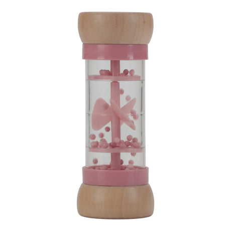 Regenrassel aus Holz mit bunten Kugeln und Fairy Garden Motiv, ideal für Babys ab 3 Monaten.