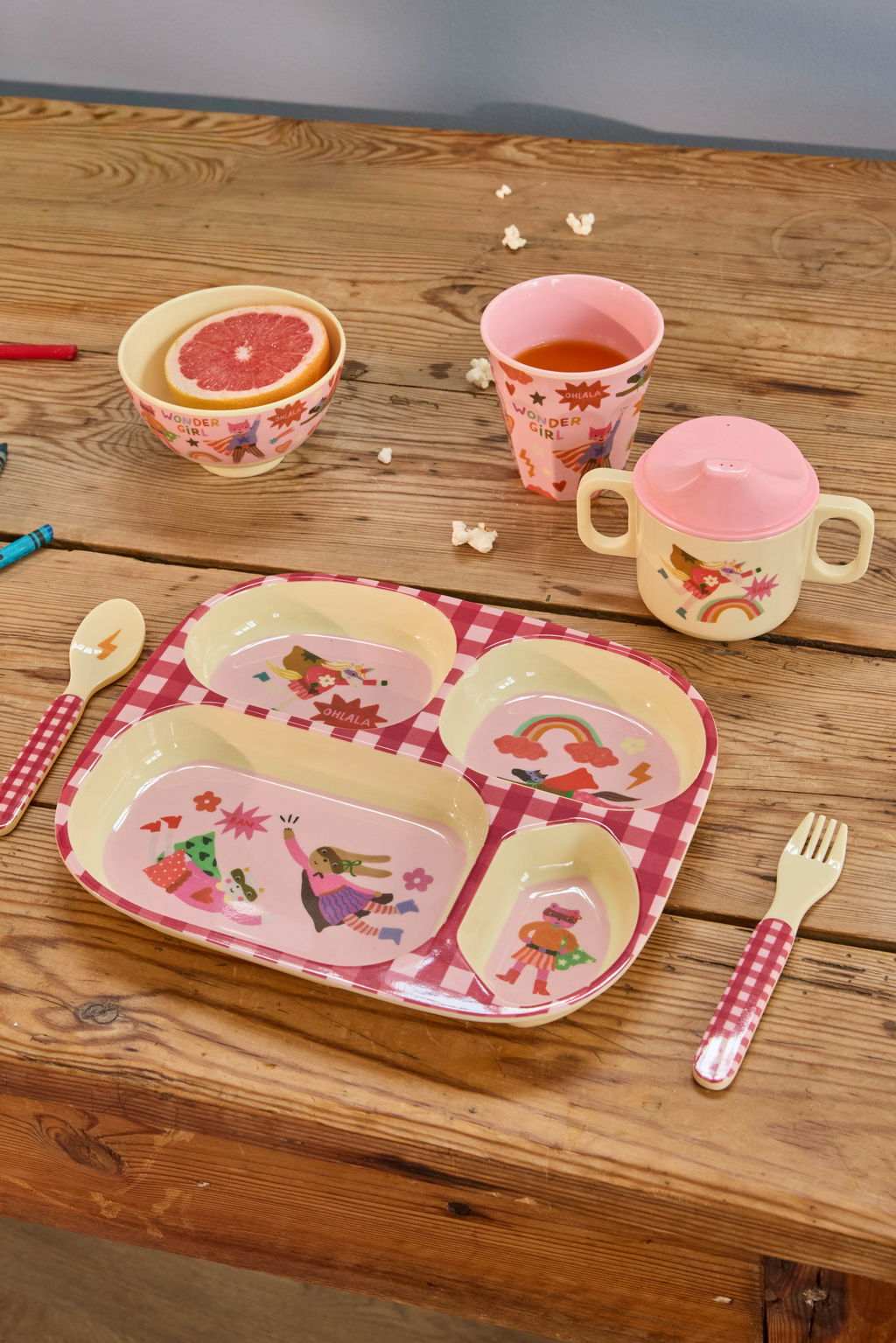 Unterteilter Kinderteller/  Hero Pink