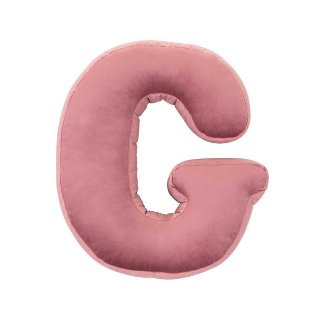 Velourkissen Buchstabe G aus Baumwolle von Betty's Home, kuscheliges Samtkissen für individuelle Wohn- und Kinderzimmerdeko, waschbar bei 30 Grad
