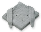 Mulltücher Hannah- rabbit blue aus 100% Bio-Baumwolle, 2er Pack, saugfähig und weich, 65x65 cm, schonend für Babyhaut