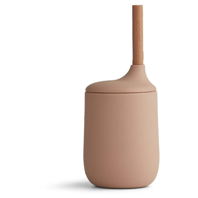 Trinklernbecher Ellis in Dark Rose und Terracotta mit abnehmbarem Deckel und Strohhalm aus BPA-freiem Silikon