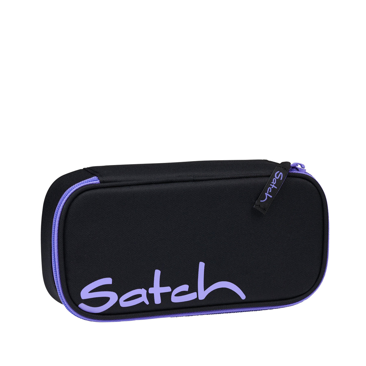 Lila Schlamperbox Purple Phantom mit Gummibändern, Trennfach und Geodreieck zur Organisation von Stiften