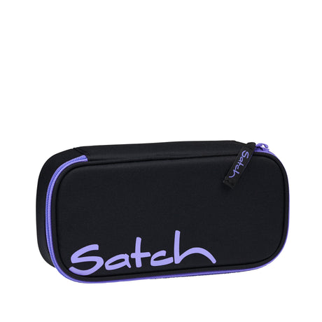 Lila Schlamperbox Purple Phantom mit Gummibändern, Trennfach und Geodreieck zur Organisation von Stiften
