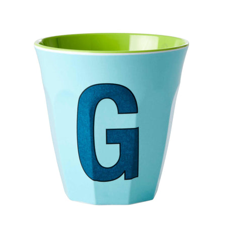 Buchstabenbecher G Melaminbecher mit Alphabet-Print 250 ml, 9 cm hoch, spülmaschinenfest