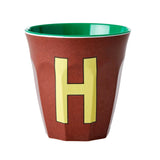 Buchstabenbecher H Melaminbecher 250 ml mit Buchstaben-Print und individuellem Design