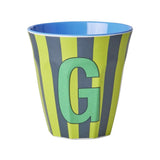 Rice Melamin Buchstabenbecher G 250 ml mit Alphabet-Print, 9 cm hoch, spülmaschinengeeignet