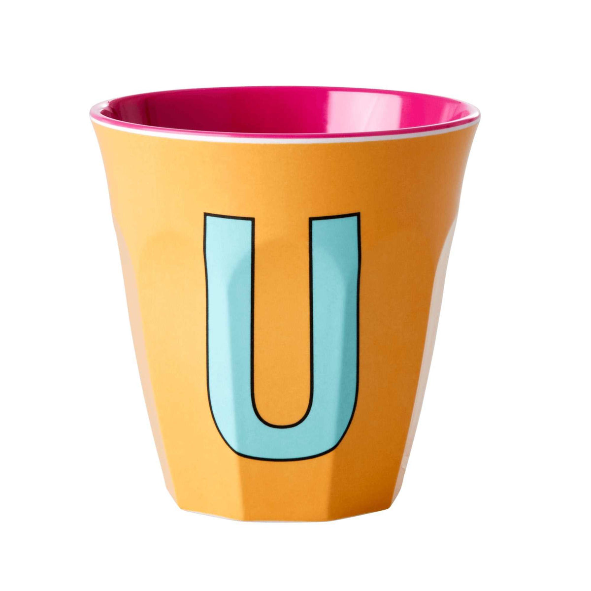 Melamin Buchstabenbecher U 250 ml mit Alphabet-Print, 9cm hoch, spülmaschinenfest