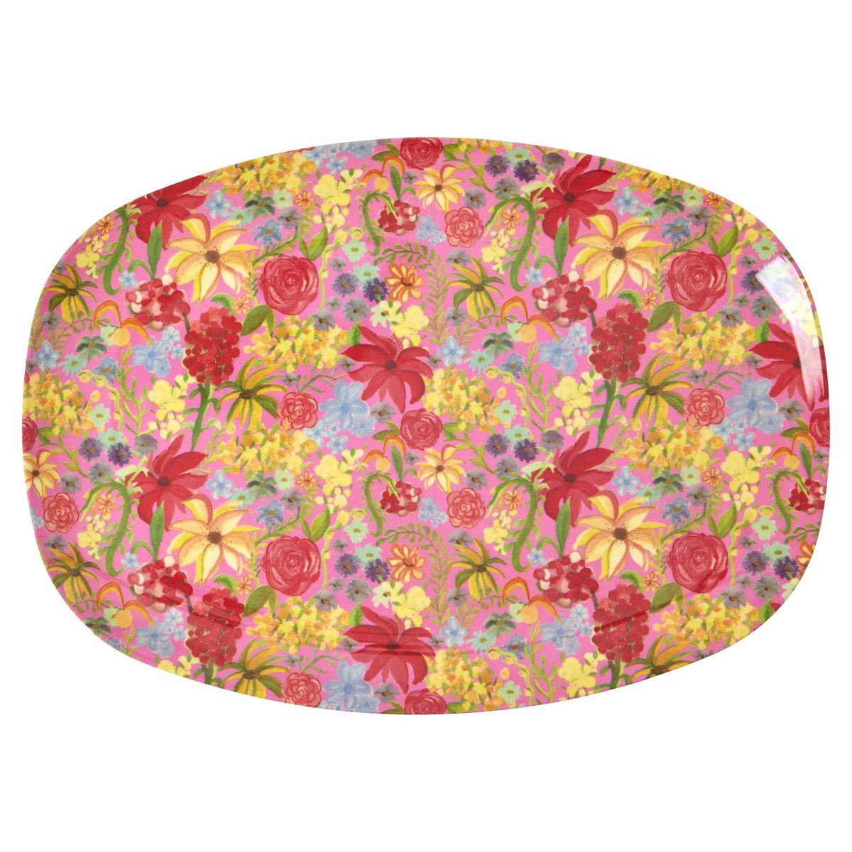 Melamin Servierteller Swedish Flower mit rechteckigem Design und elegantem Blumenmuster, spülmaschinengeeignet
