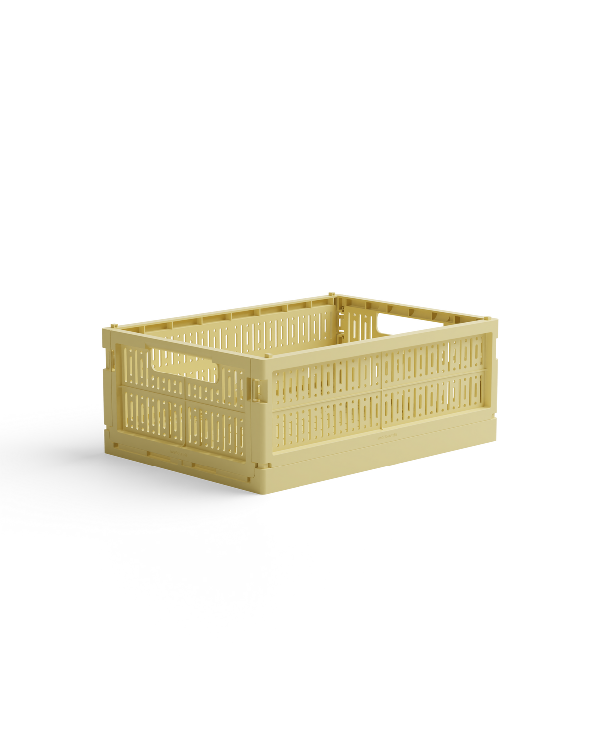 Aufbewahrungsbox midi faltbar in lemon cream aus recyceltem Plastik, stapelbar und platzsparend