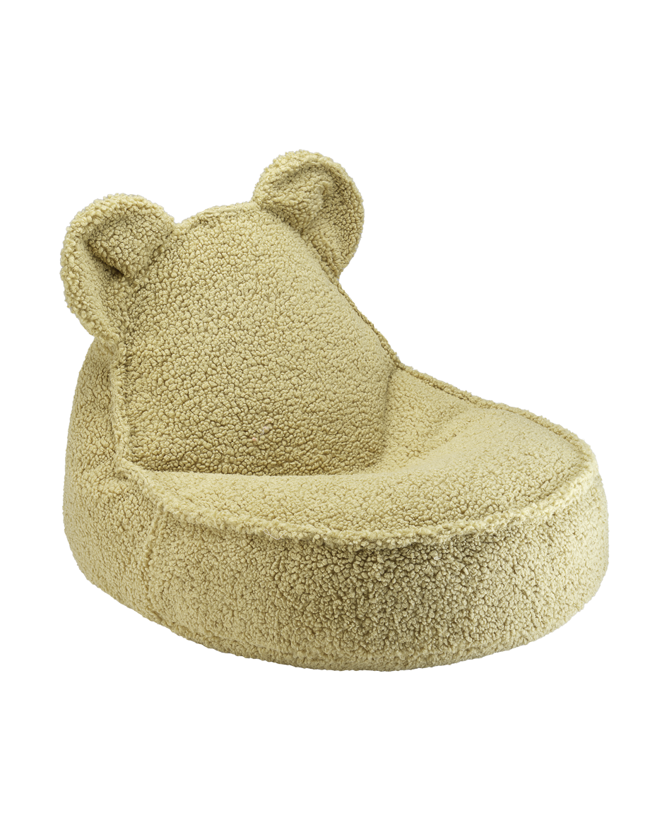 Green matcha Bear Beanbag kids seat with teddy fabric and ears