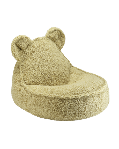 Green matcha Bear Beanbag kids seat with teddy fabric and ears