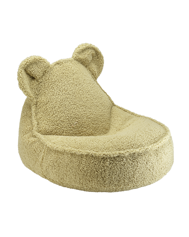 Green matcha Bear Beanbag kids seat with teddy fabric and ears