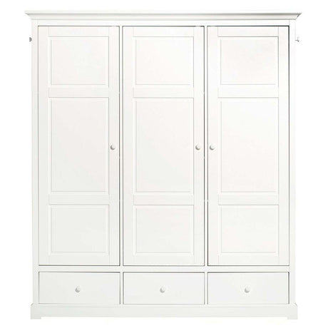 Weißer Seaside Kleiderschrank 3-türig mit flexiblem Innenraum, Soft-Close Türen und Kleiderstange
