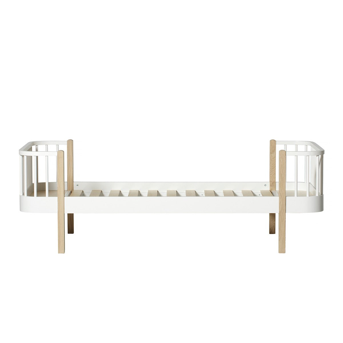 Modern Wood Einzelbett 90x200 cm in weiß und Eiche mit klassischem Design