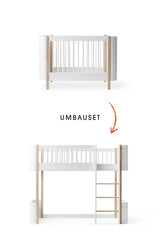 Wood Umbau-Set für Mini+ Babybett und halbhohes Hochbett in weiß und Eiche