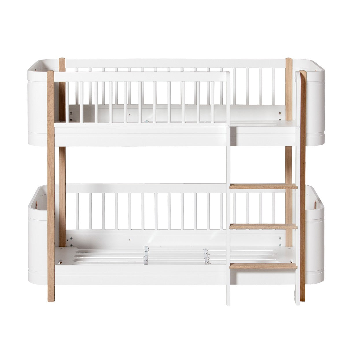 Wood Mini+ halbhohes Etagenbett in weiß und Eiche für Kinderzimmer