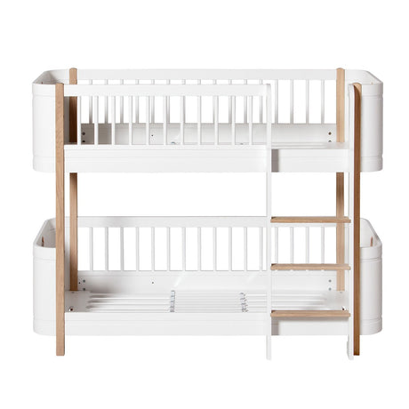 Wood Mini+ halbhohes Etagenbett in weiß und Eiche für Kinderzimmer