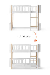 Wood Umbau-Set transforming Mini+ halbhohes Hochbett to halbhohes Etagenbett white oak